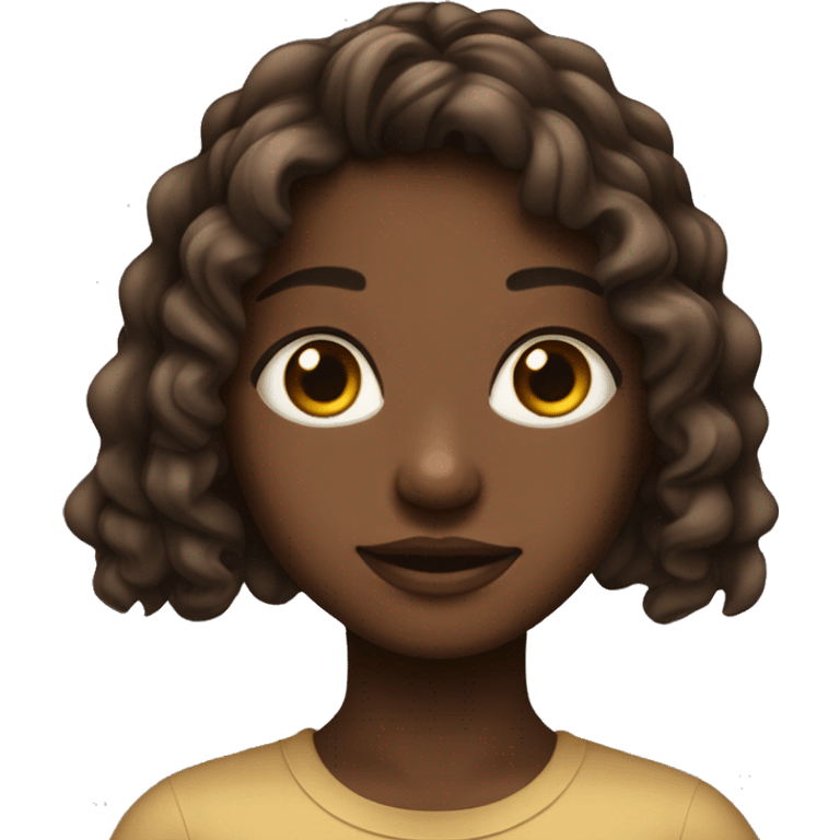 menina  olho  marrom cabelo preto e longo ondulado emoji