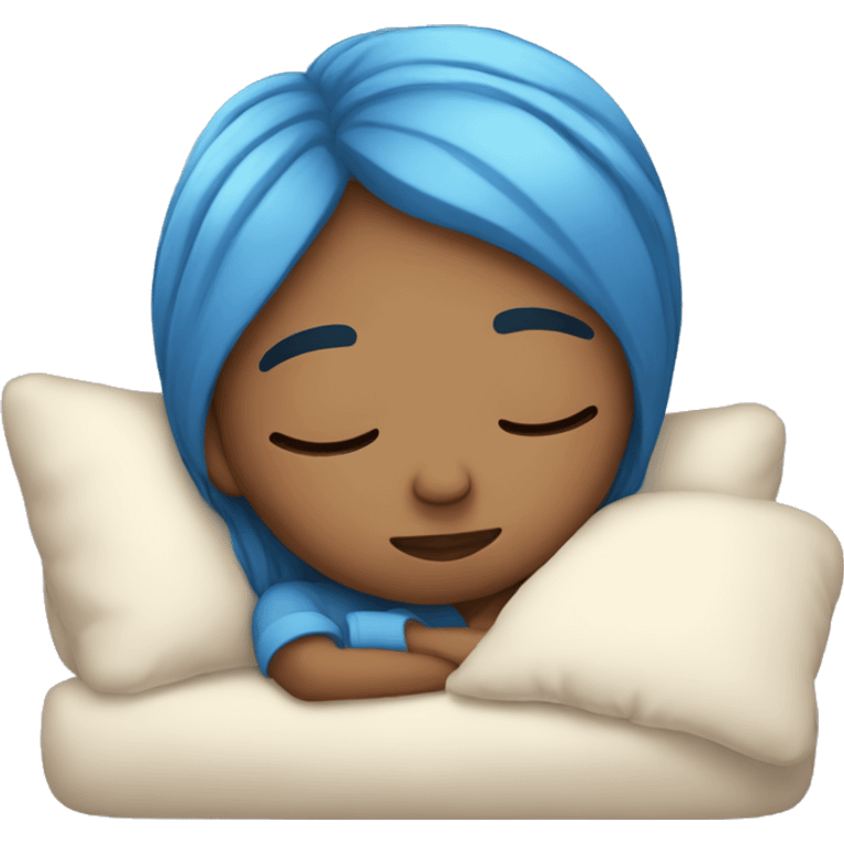 while girl with blue hair sleeping cozy emoji