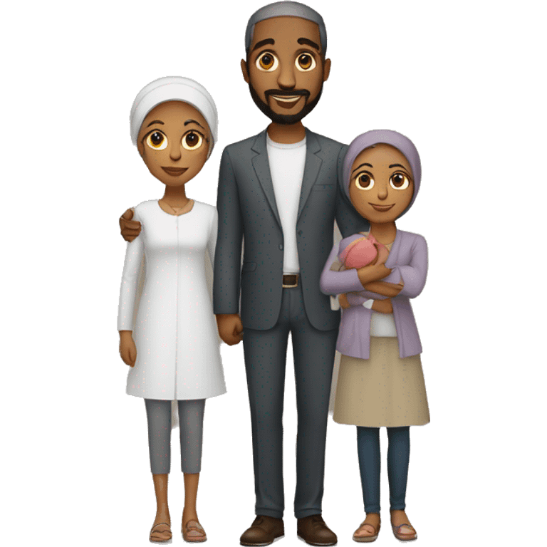 black muslim family father mother three kids emoji