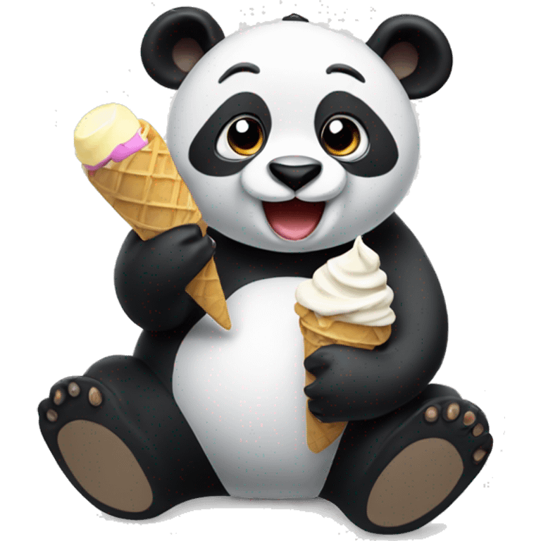 Panda eating ice cream emoji