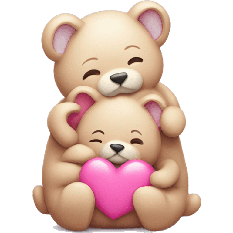 cute animals hugging with pink hearts emoji