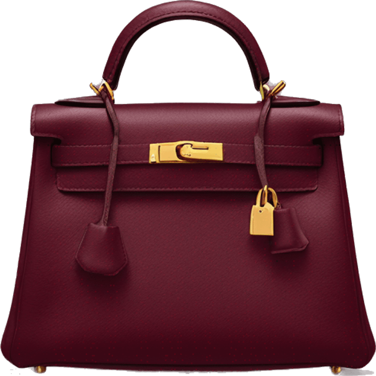 A Hermes mini Kelly bag in burgundy color  emoji