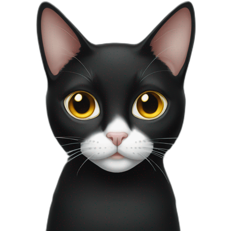 Tuxedo cat golden eyes emoji