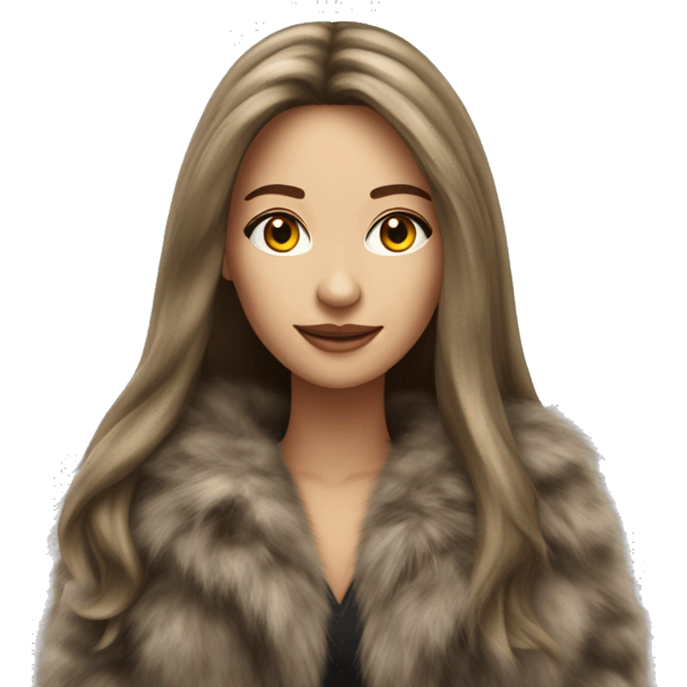 Beautiful realistic long hair light brunette mob wife with fur coat emoji