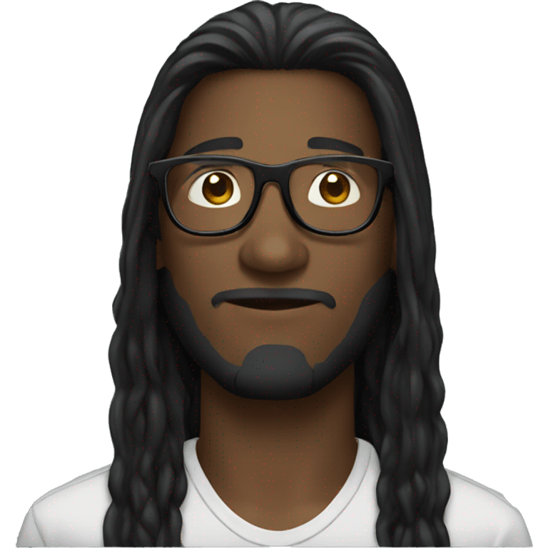 black long hair guy with eyewear emoji