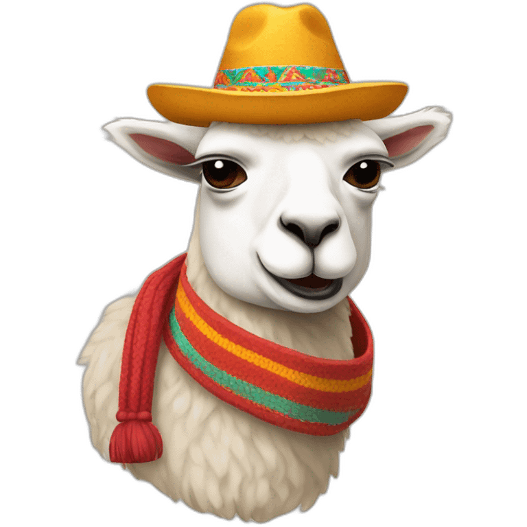 Lama with a peruvian hat emoji