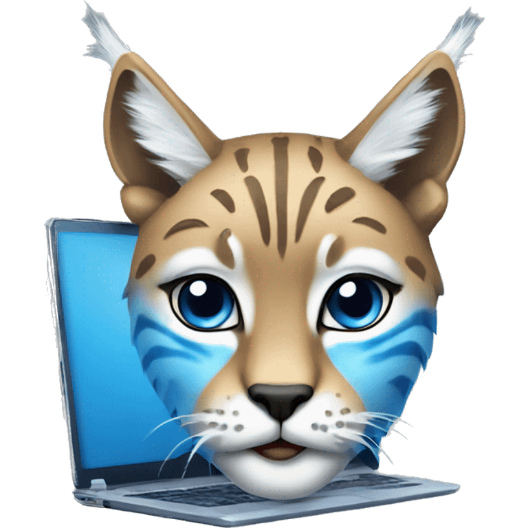 A blue lynx with a laptop emoji