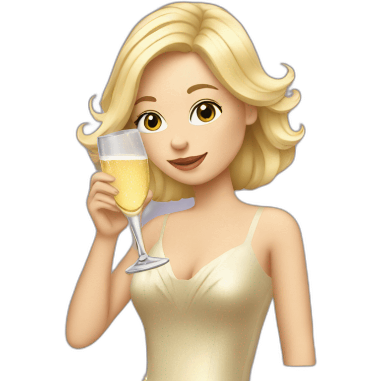 blonde drinking champagne in a dress emoji