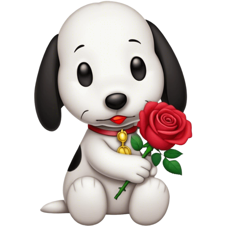 Create a Snoopy with a rose emoji