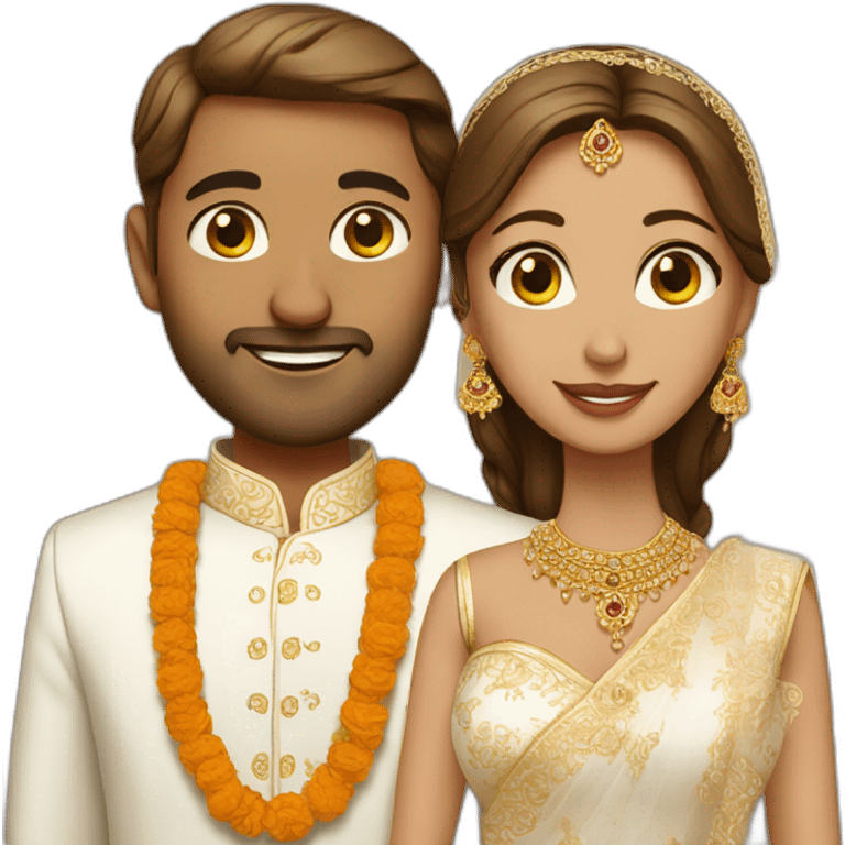 White couple in Indian wedding dress emoji