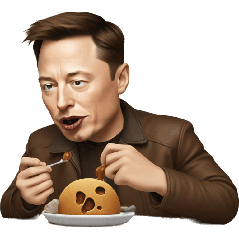 Elon musk eating a brown solid substance  emoji