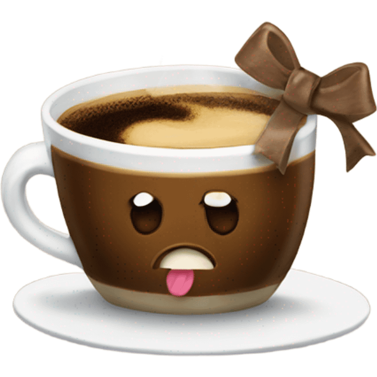 Coffee with a bow emoji