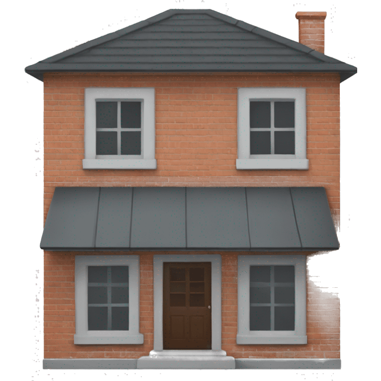 house made of bricks, with dark grey windows and grey flat roof emoji