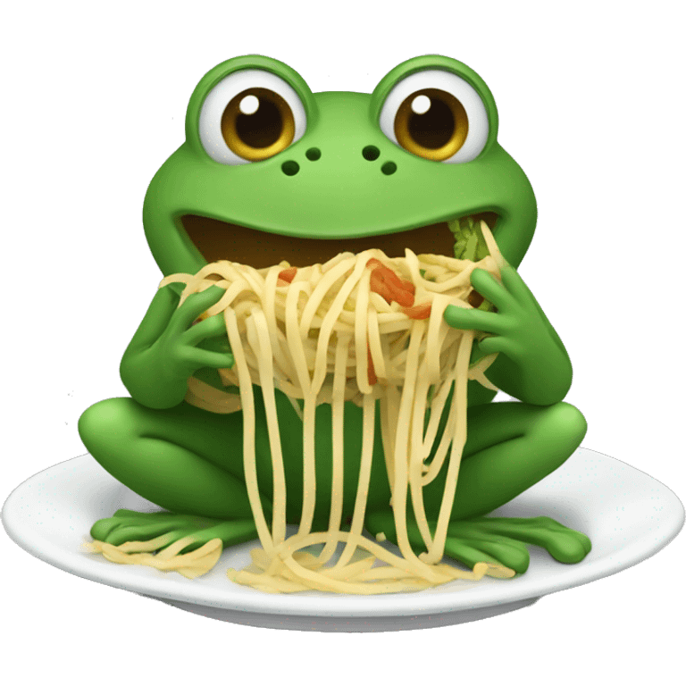 Frog eating spaghetti  emoji