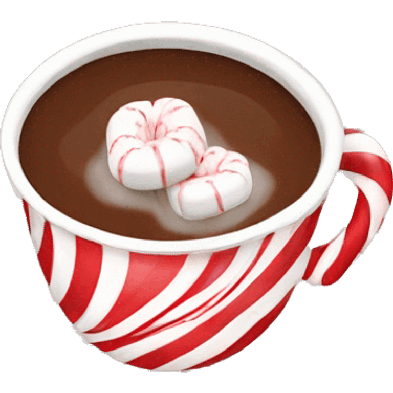 Hot chocolate with Candy cane and marshmallows  emoji