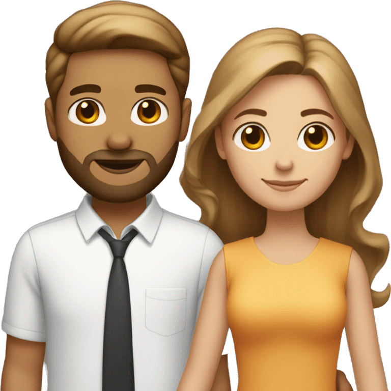 Couple holding hands, girl has light brownish complexion with medium hair and rectangular frames, The boy is white and has trimmed beard emoji