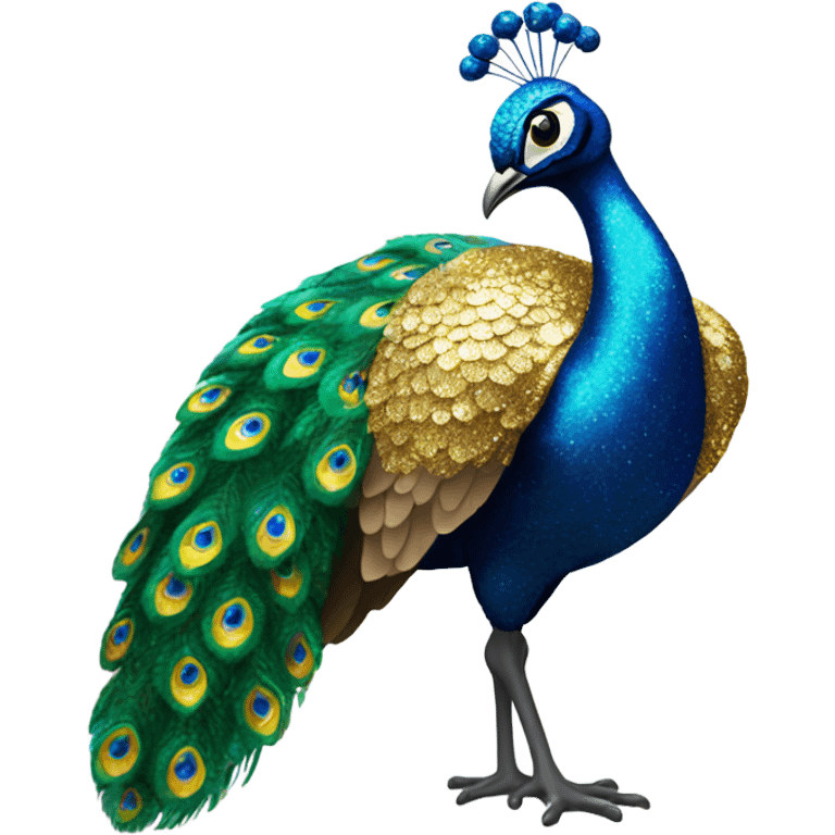 Glittery peacock emoji