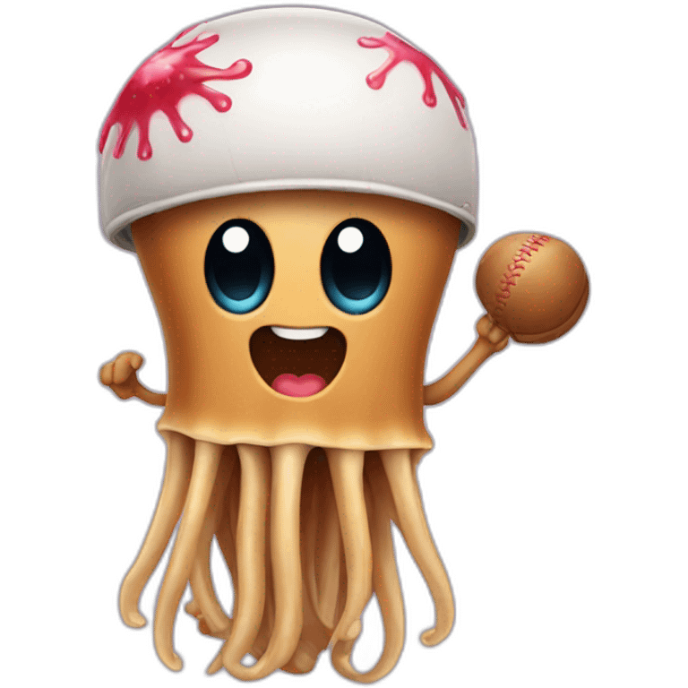 Peanut butter cute jellyfish with a baseball bat emoji