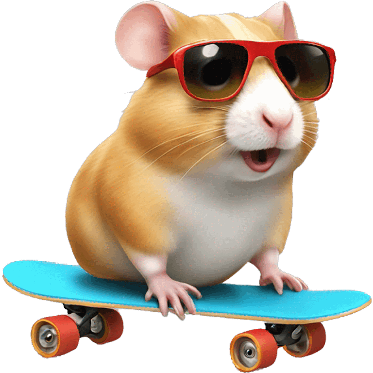 Hamster skating wearing sunglasses emoji