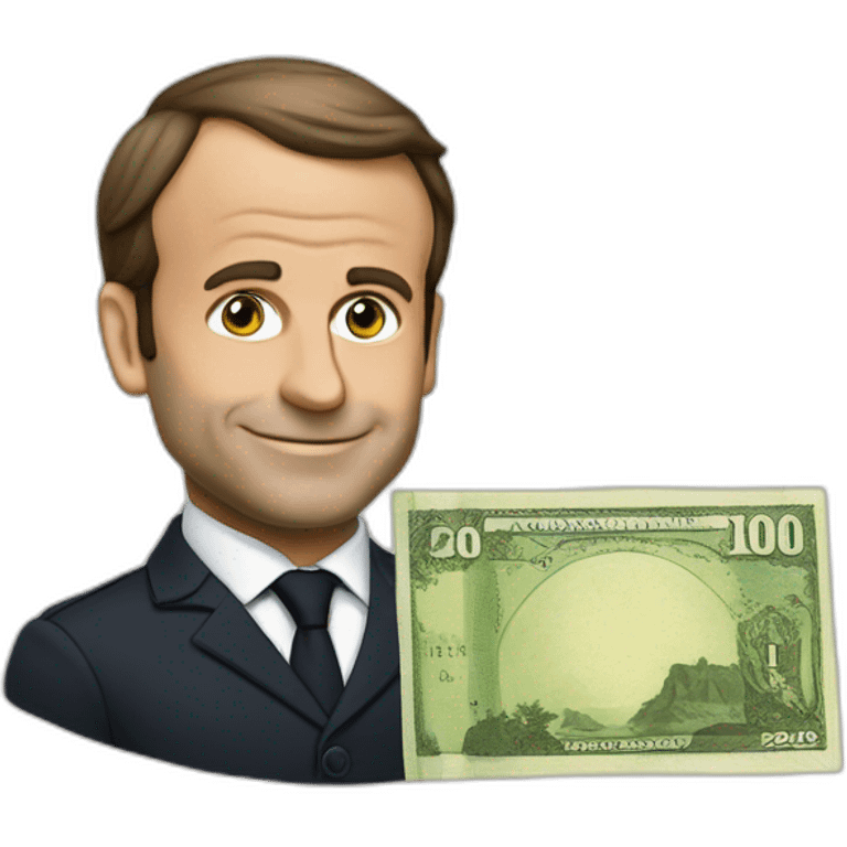 Macron avec une liasse de billet emoji