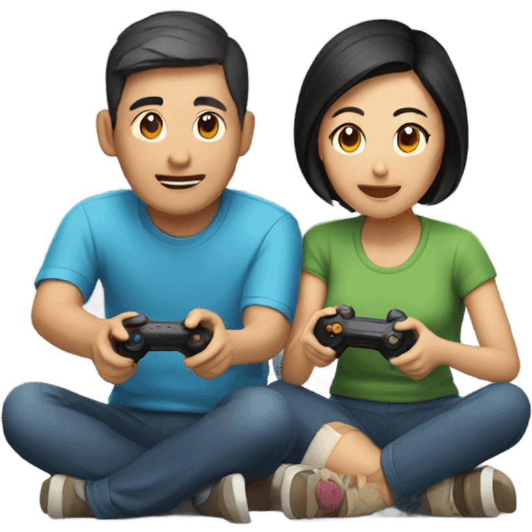 Asian Couple playing video games emoji