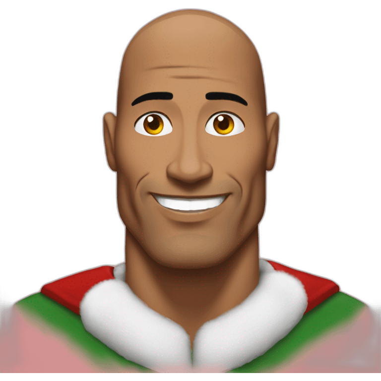 The rock wearing a Santa suit emoji