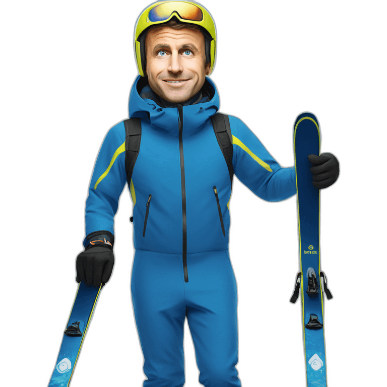 Emanuel Macron fait du ski emoji