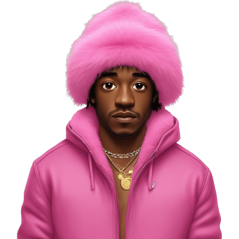 lil uzi vert wear Cute pink fur hat for winter emoji