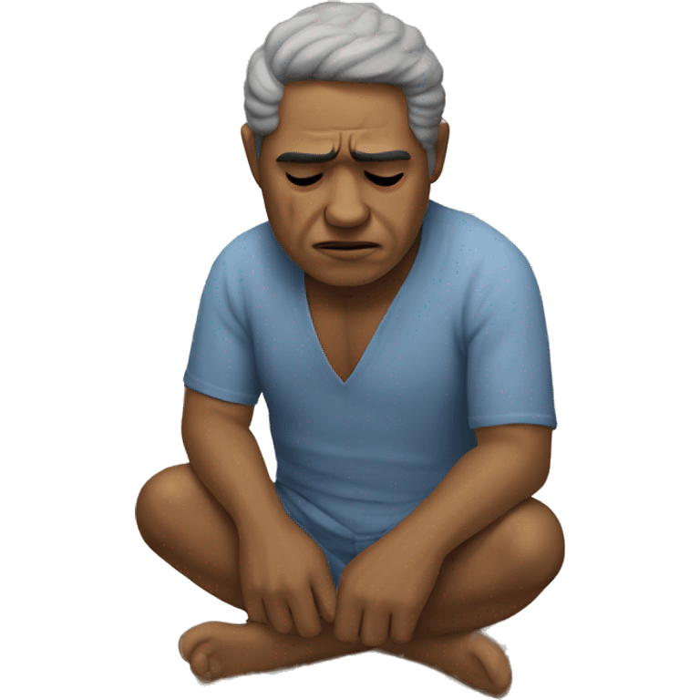 a peruvian man who is sad and crying, on the beach emoji