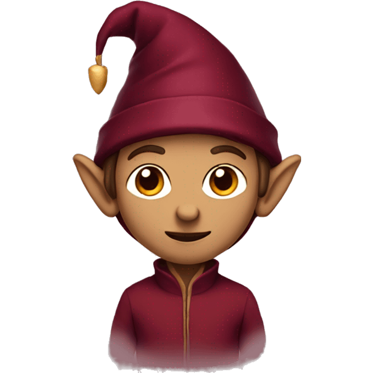 Elf wearing burgundy coloured clothes emoji