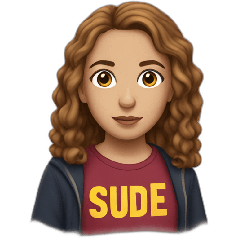 Hermione Granger wears a T-shirt with the word Sude on it emoji