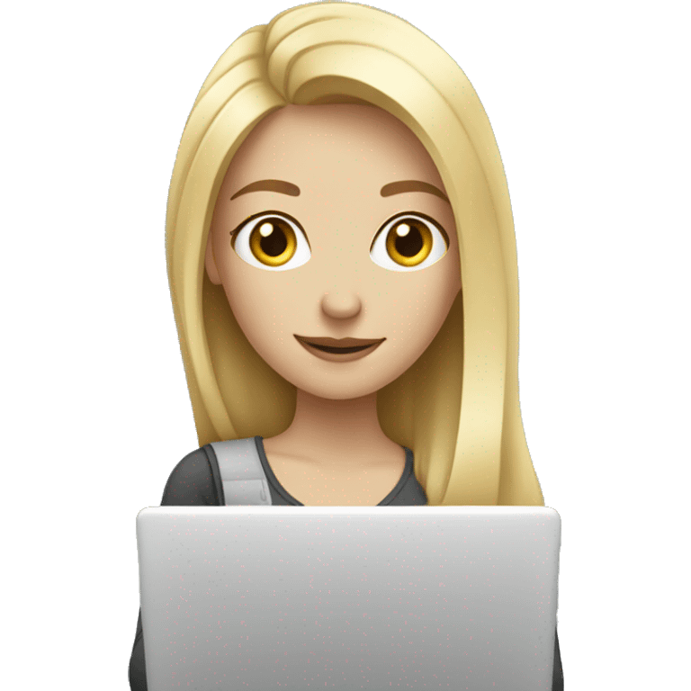 blonde girl with fair skin with laptop emoji