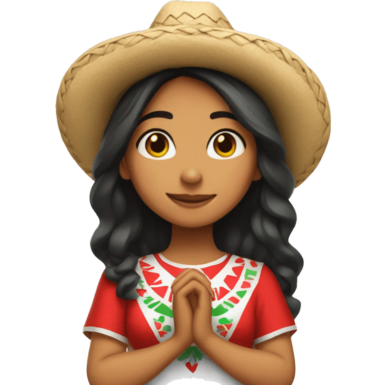 Mexican girl making a heart with her hands emoji