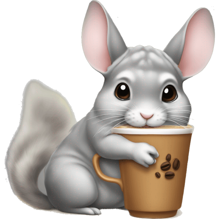 chinchilla is drinking latte emoji