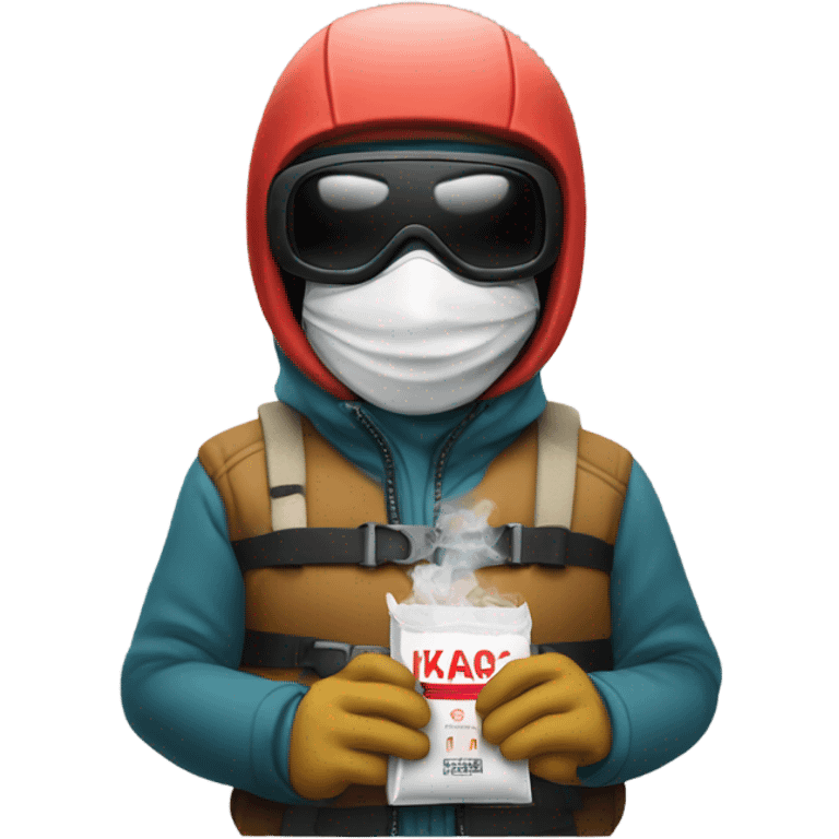 Ski masked man holding cigarette emoji