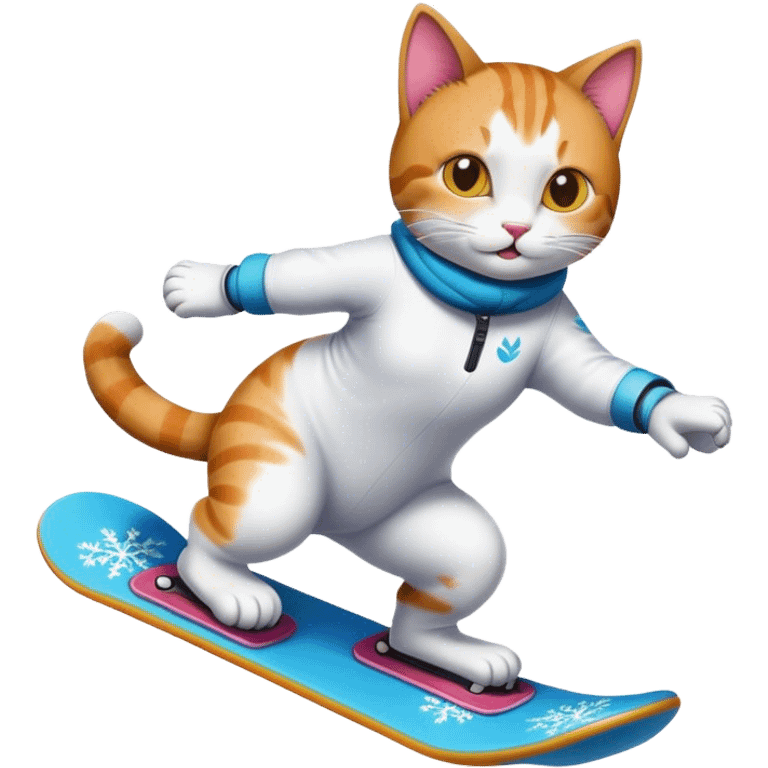 Cat snowboarding  emoji