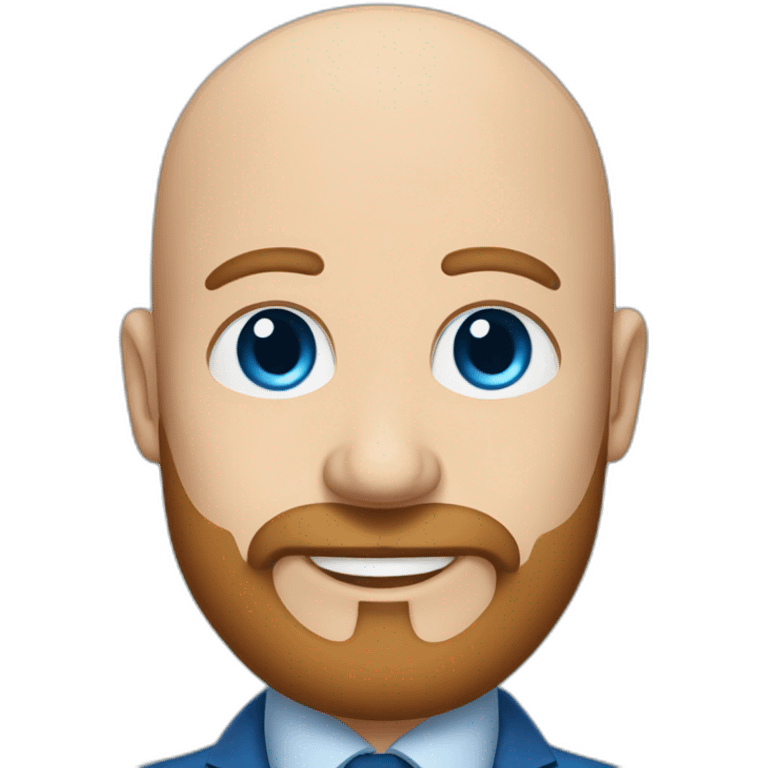 blue-eyed fat smiling bald man with a long brown beard in a blue suit emoji