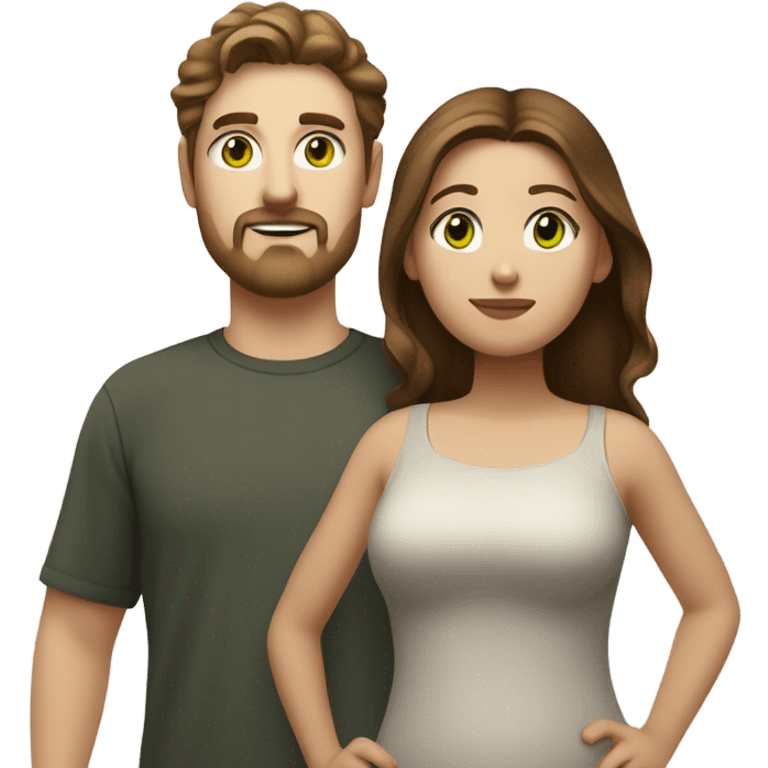 white guy with brown hair and goatee beard next to a chubby brown haired girl both have green eyes emoji