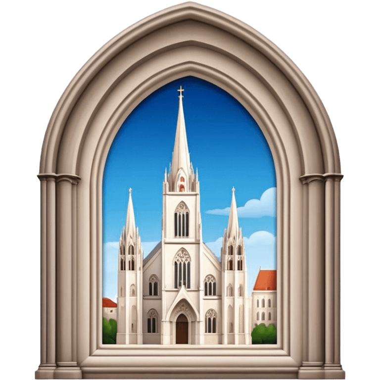 Cinematic Realistic Zagreb Cathedral Landmark Emoji, depicted with Gothic architecture rendered with lifelike detail and majestic, soft lighting. emoji