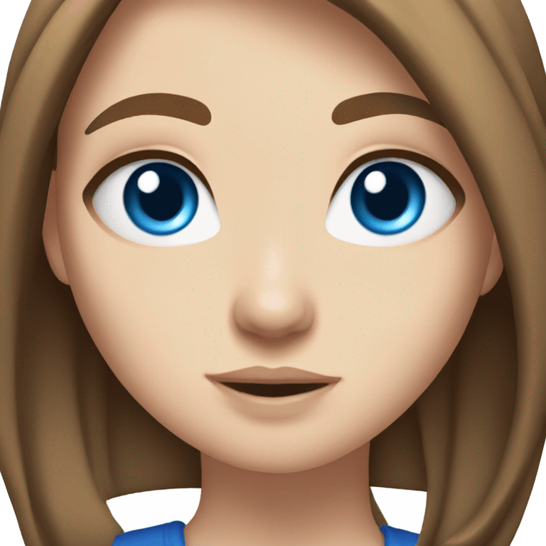 White girl brown hair, blue eyes, gaming emoji