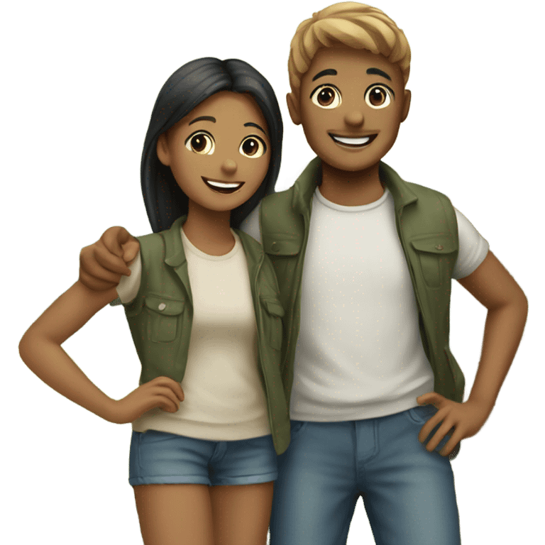 smiling boy and girl in outdoor setting emoji