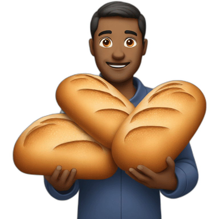 man with three breads emoji