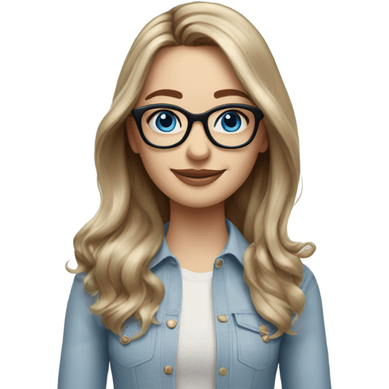 Shoulder length Balayage pale Realistic woman with glasses and blue eyes happy  emoji