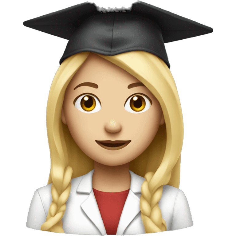 White skin female student with blond hair and phd hat emoji