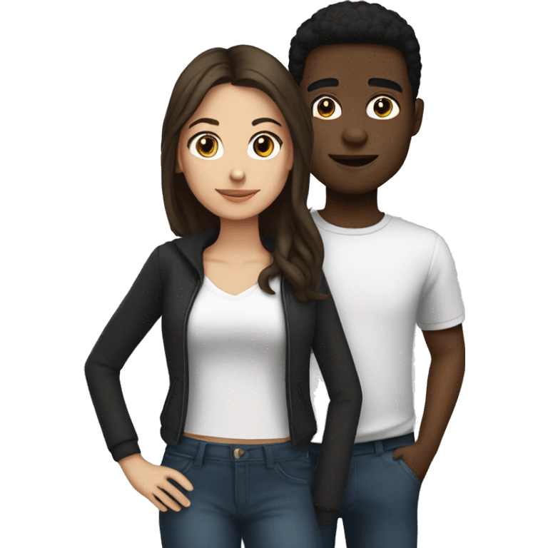 Brunette girl with black boy emoji