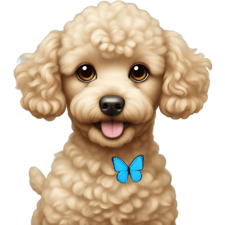 Blonde Toy poodle with blue butterfly  emoji