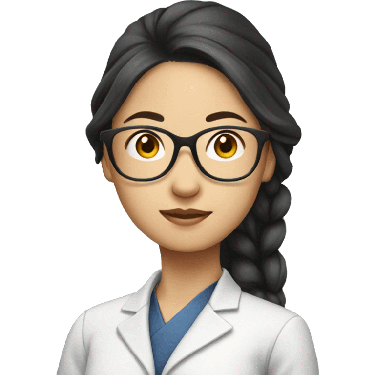 asian women with  pony tail and glasses  and look professor emoji