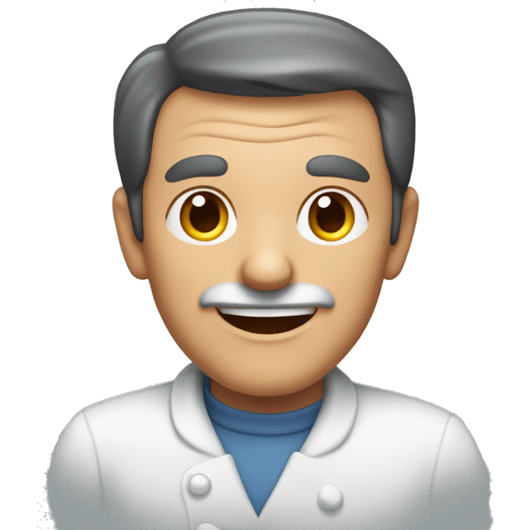 smiling old man with dark hair in kitchen emoji