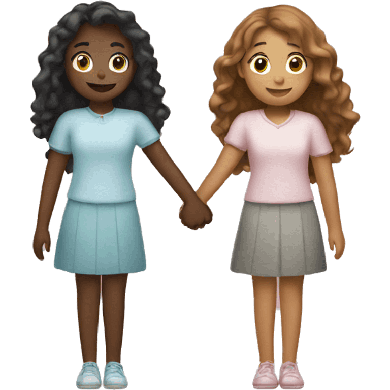 Three girls holding hands emoji