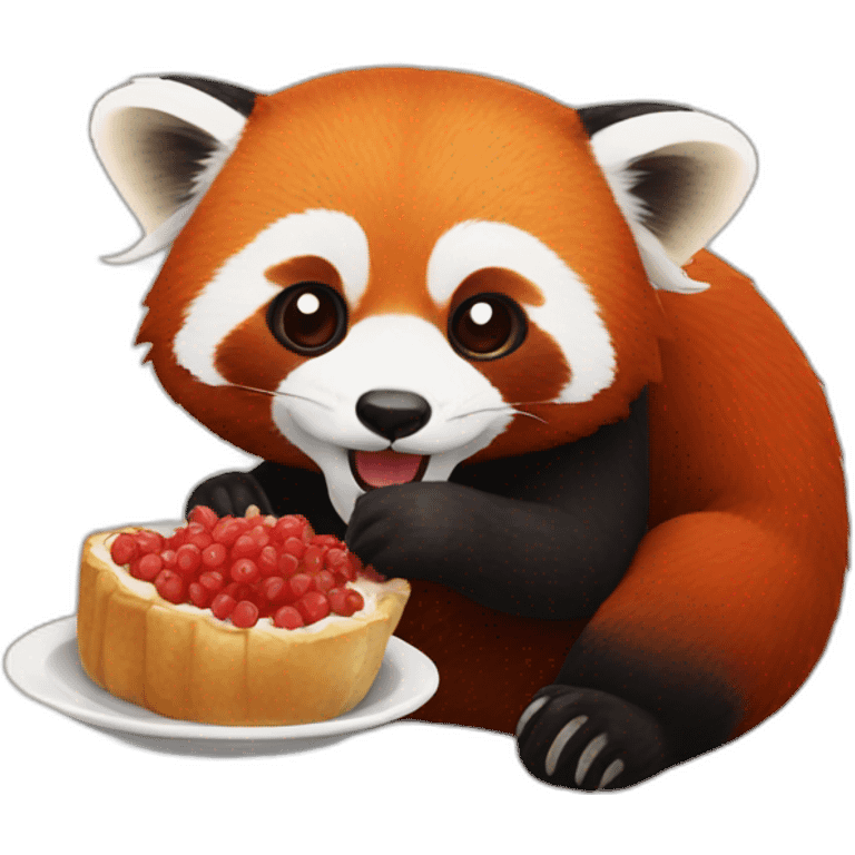 Red panda eating emoji